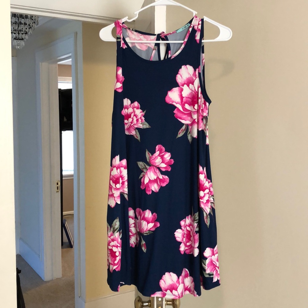 Navy and pink floral dress
